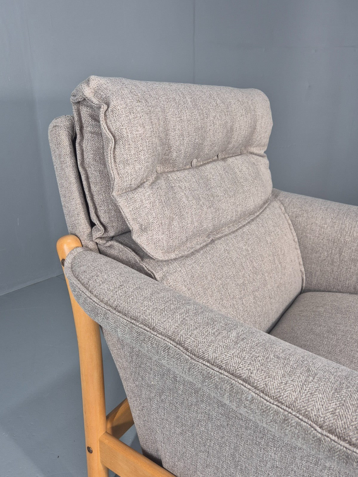 Vintage Lounge Chair Mid Century Danish Beech Frame New Upholstery EB11314 MNOR12