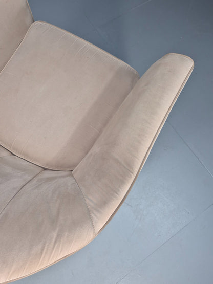 Mordern Danish Cream Faux Suede Tub Chair Beech Legs EB9308 MNOR - UKDK FURNITURE