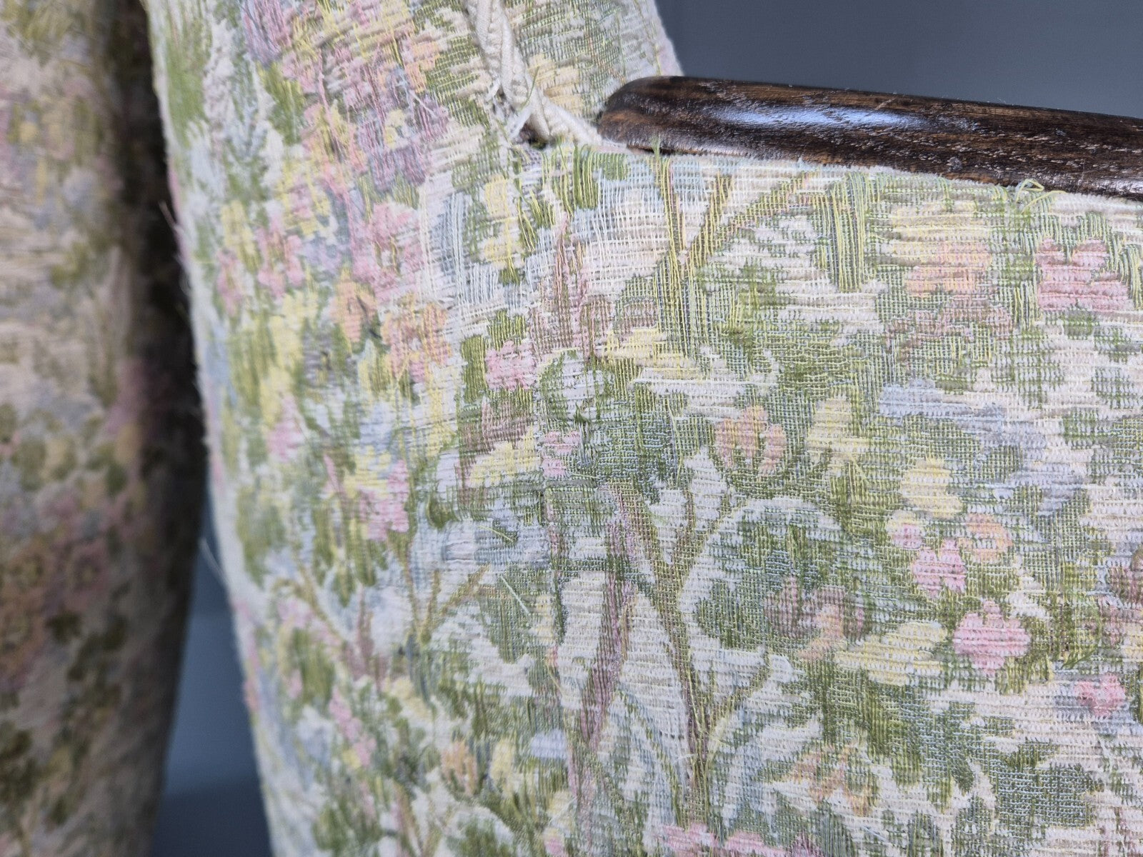 2 Vintage Danish Tub Chairs 1940s Floral Cotton 1980s Makeover EB9645 VCLO - UKDK FURNITURE