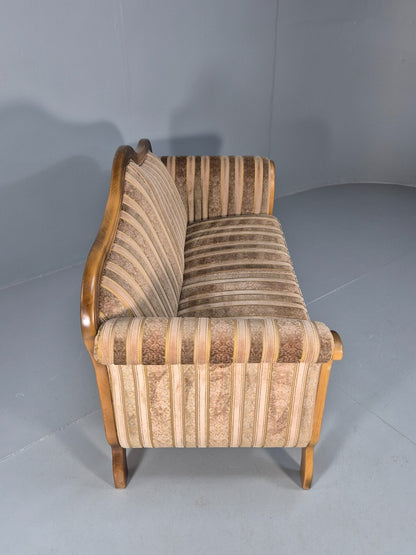 Vintage Danish Empire Style 2 Seat Settee Brown and Cream Antique EB9541 V2SS - UKDK FURNITURE