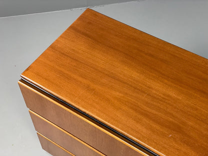 Vintage 1980s Cherry Desk Three Drawers Ball Feet Post Modern EB11058 MWOO7