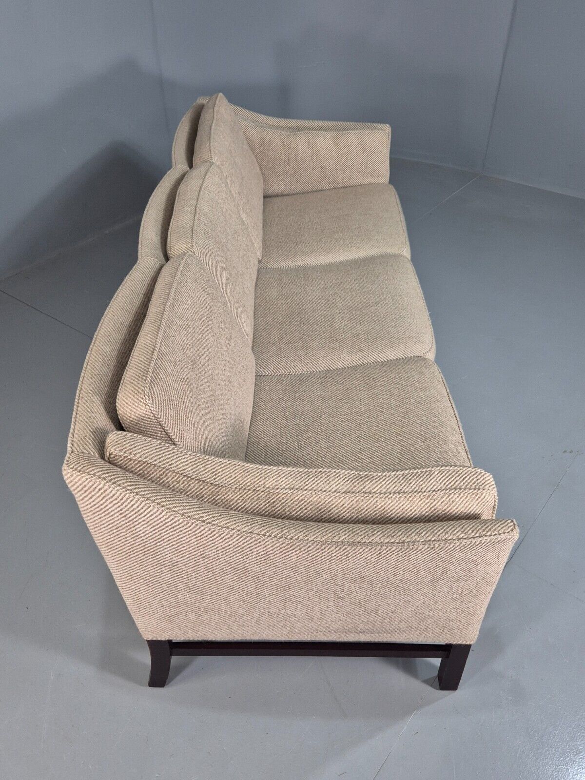 Vintage Danish 3 Seat Sofa Beige Wool Legged Frame 1980s Retro MCM EB7792 M3SS - UKDK FURNITURE
