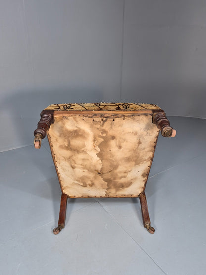 Antique Mahogany Library Chair Beige Geometric Fabric Edwardian EB9703 VCAR - UKDK FURNITURE