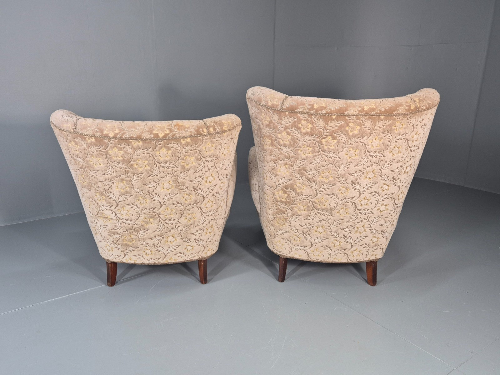 2 1950s Lounge Chairs Mid Century Danish Floral Moquette Retro  EB11318 MNOR6