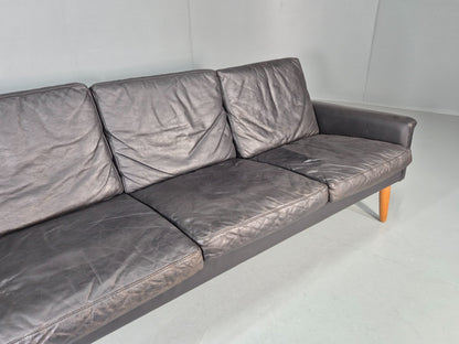 Vintage 3 Seat Sofa 1960s Danish Black Leather Mid Century Modern EB11384 M3SS3
