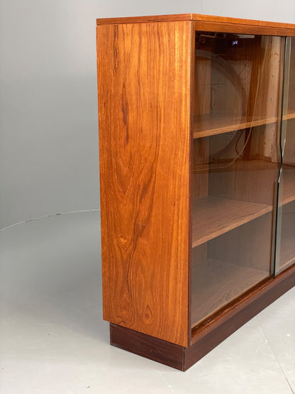 Vintage 1960s Teak Bookcase Shelving Glass Doors Mid Century EB11057 MWOO12
