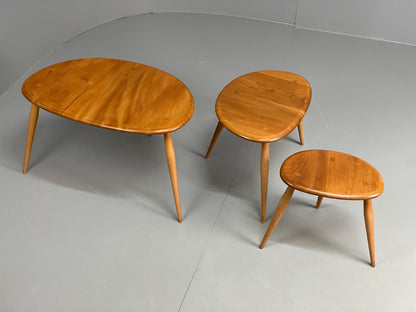 Ercol Pebble Nesting Tables Blonde Elm 1960s Mid Century Side Table EB11689 MWOO2