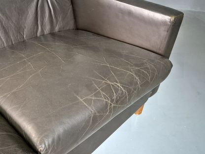 2 Seat Sofa Vintage Danish Brown Leather 1970s Retro MCM EB7314 M2SS10