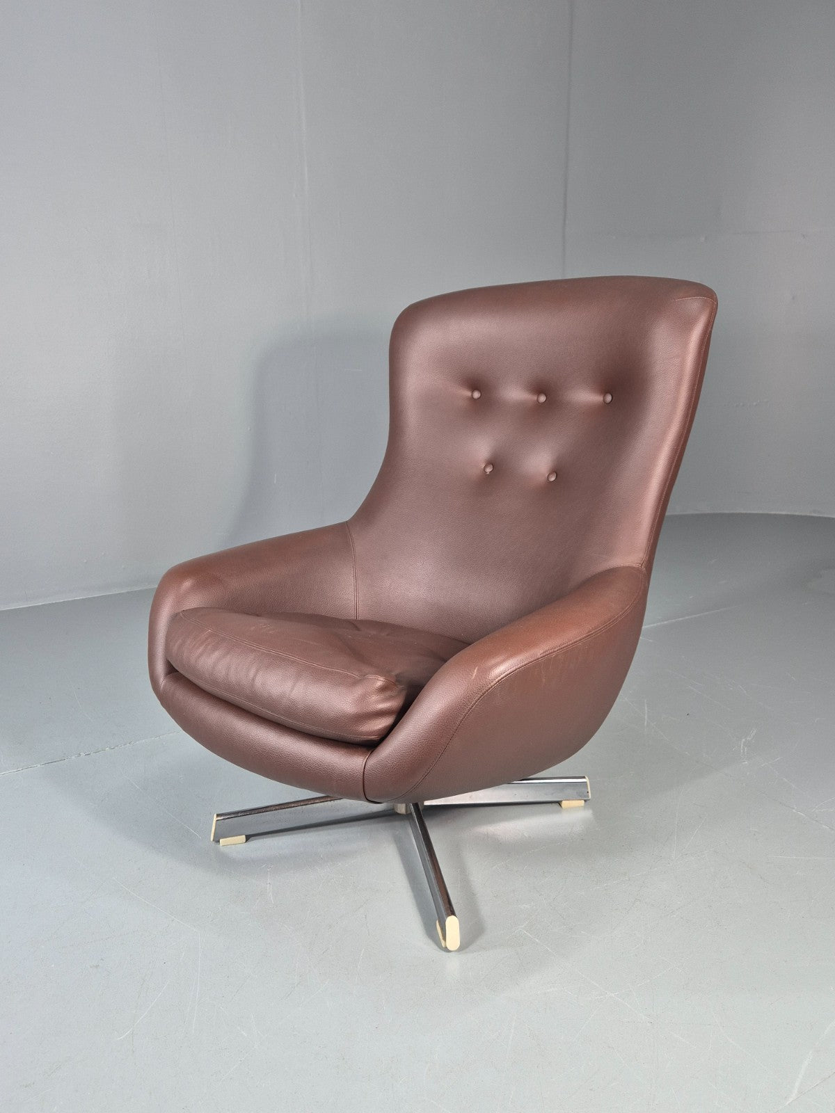 Vintage Bucket Swivel Chair 1970s Sweden Retro Mid Century Vinyl EB11118 MSWI0