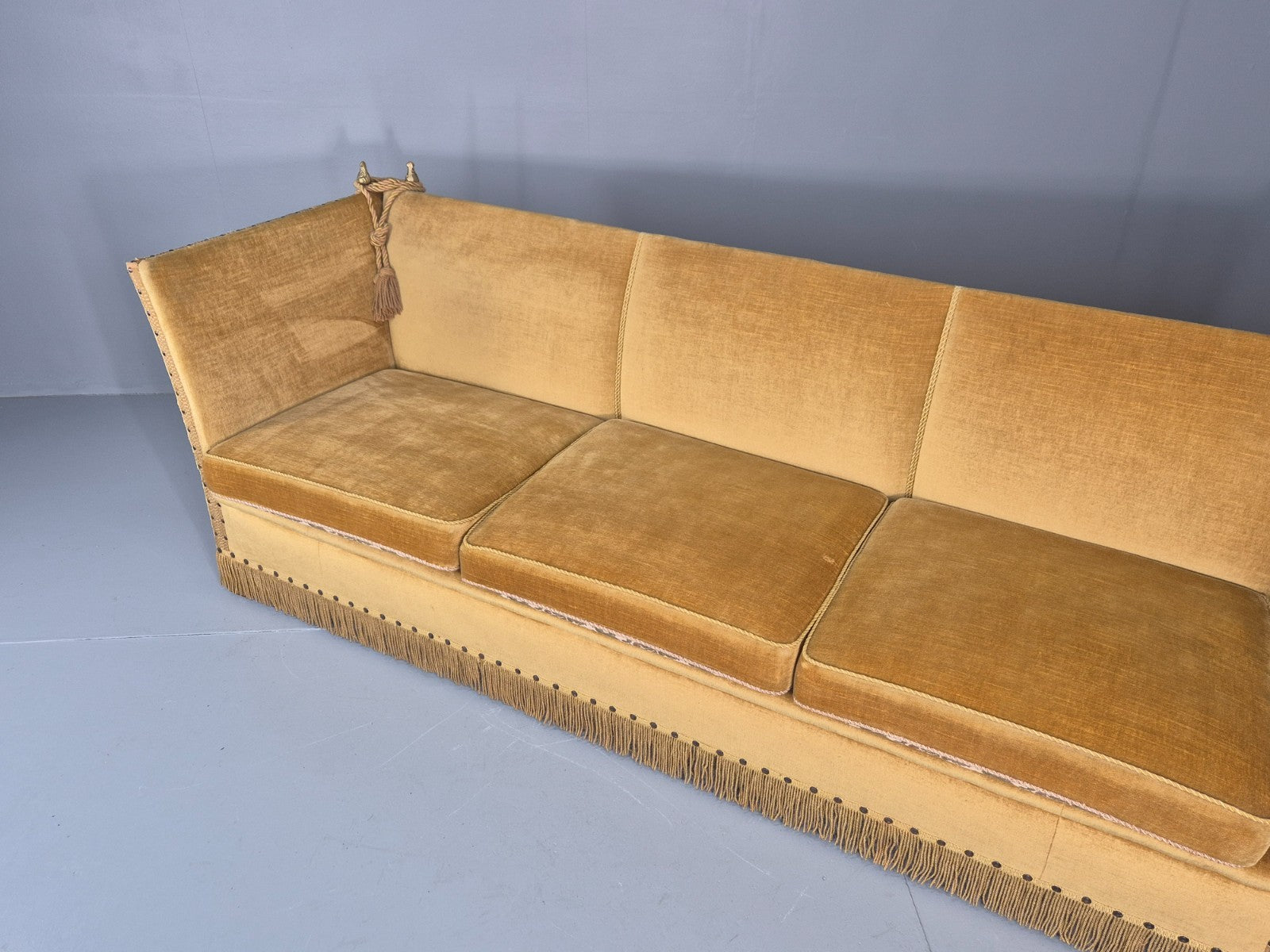 Three Seater Knole Sofa Vintage Danish 1960s Gold Velour Retro EB11432 V3SS7