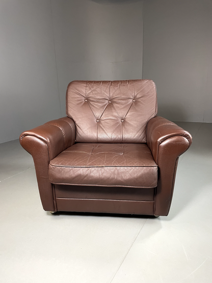 Danish Leather Lounge Chair Vintage 1970s Retro MCM EB5404 MNOR1