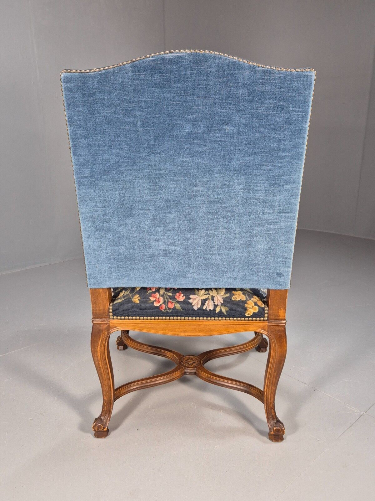 Vintage Danish Lounge Blue Floral Oak 17th Century Style EB8994 VCLO - UKDK FURNITURE