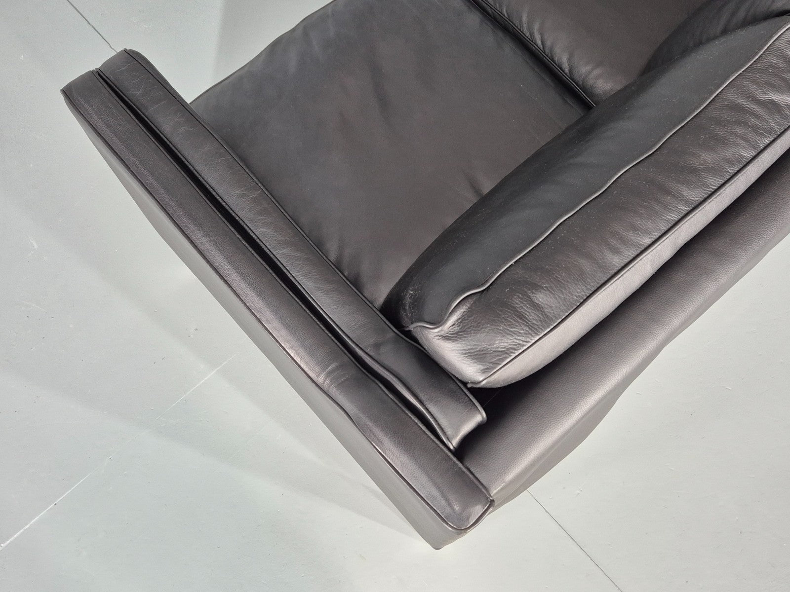 Vintage 2 Seat Leather Sofa Mid Century Danish Mogensen shape Black EB10465 M2SS16