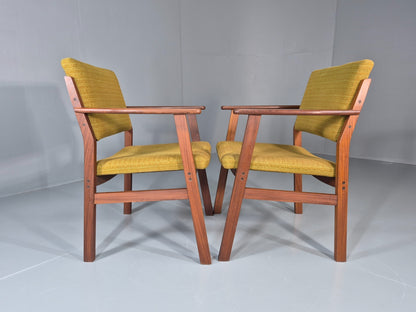 2 Danish Desk Chairs Teak Framed Original Wool Upholstery 1960s MCM EB11335 MDIN10