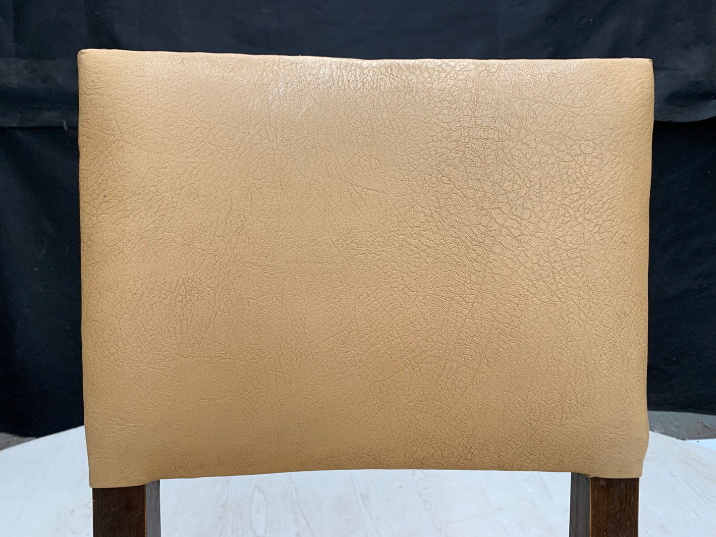 Danish Carved Dining Chair Studded Oak  with Tan Vinyl Vintage EB2915 VDIN7