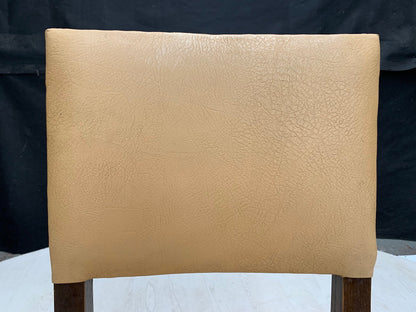 Danish Carved Dining Chair Studded Oak  with Tan Vinyl Vintage EB2915 VDIN7