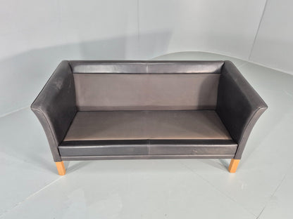 Vintage 2 Seat Sofa Danish Black Leather Mid Century Retro 1980s  EB10482 M2SS7