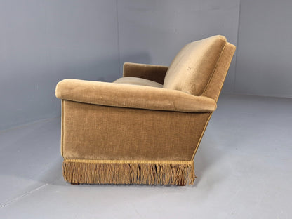 Vintage 3 Seater Sofa Green Velour Danish Mid Century Design Tassels EB9551 M3SS - UKDK FURNITURE