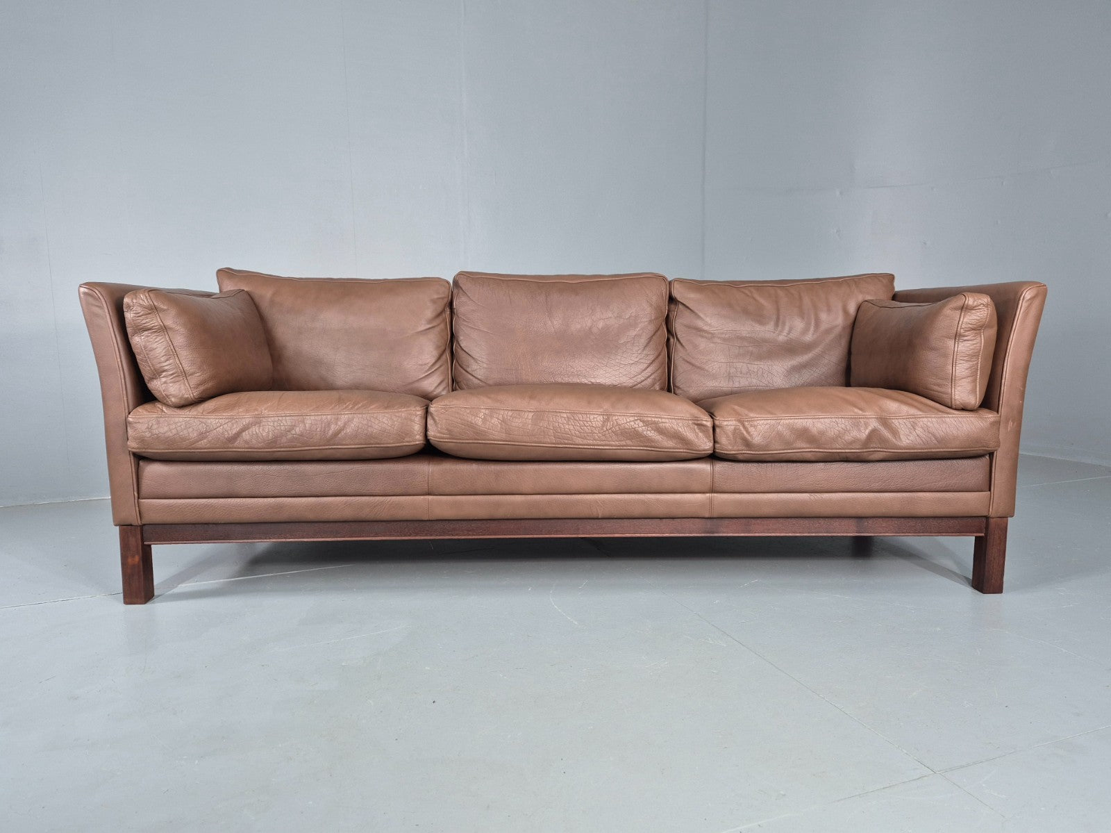Vintage Danish 3 Seater Sofa Danish Brown Leather 1970s Retro MCM  EB10486 M3SS5