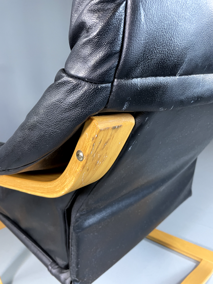 Danish Leather Bentwood Chair Vintage Vinyl Retro MCM EB5814 MBEN8