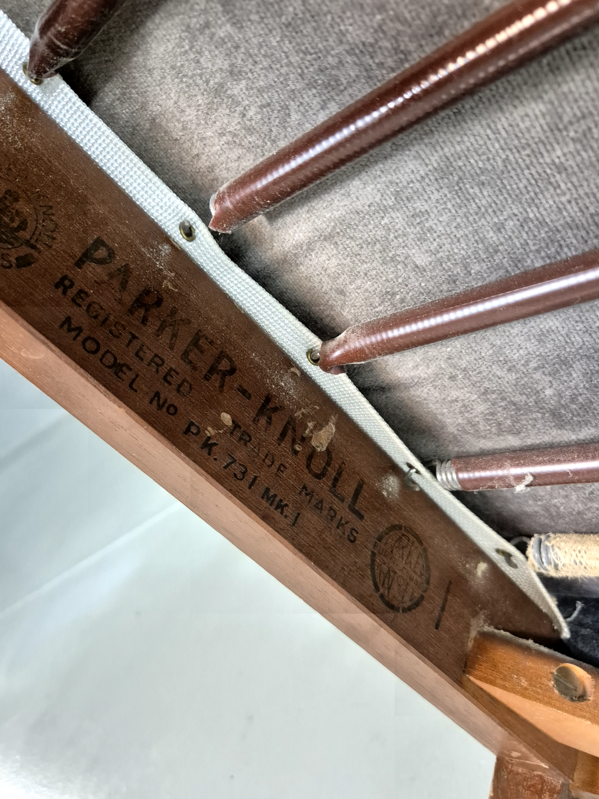 Vintage Lounge Chair Lilac Cotton Velour Beech Parker Knoll Retro EB7309 MNOR6