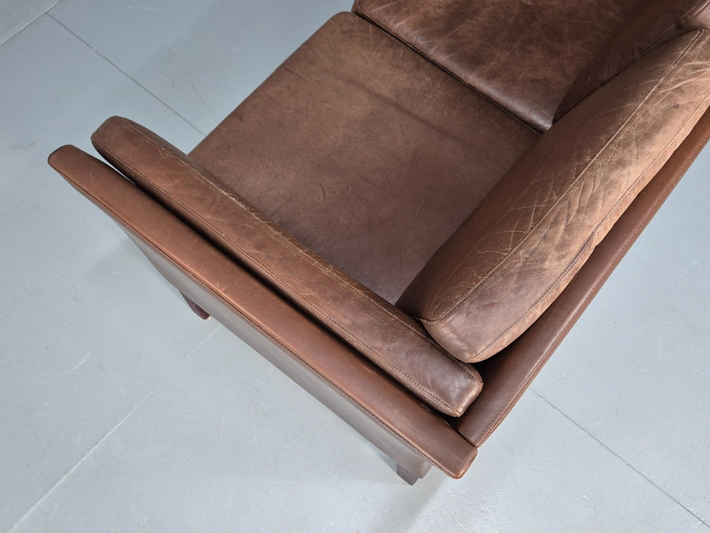 Vintage Danish Two Seater Sofa Brown Leather Mid Century Design 70s EB10070 M2SS20