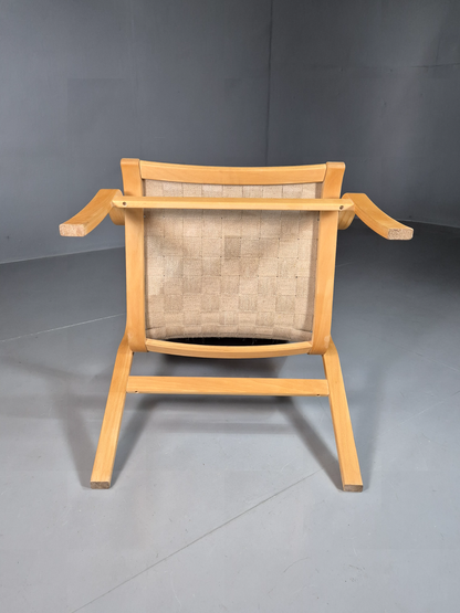 Vintage Danish Lounge Chair Canvas Bentwood Ostergaard Retro MCM EB7349 MBEN - UKDK FURNITURE