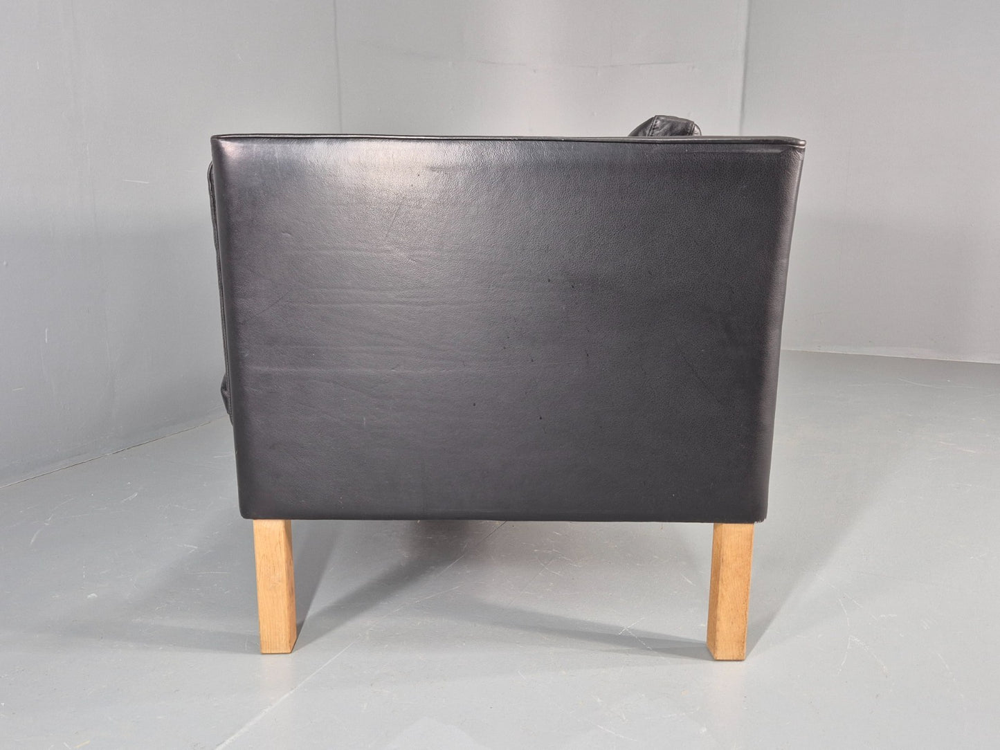 Vintage 3 Seat Sofa Danish Black Leather Mid Century Retro 1980s  EB10471 M3SS22