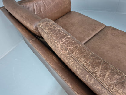 Mid Century Retro Settee Three Seater Brown Leather Vintage Denmark EB10081 M3SS19