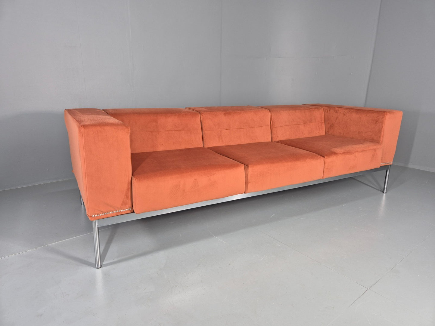 Vintage 4 Seater Sofa Italian Modern Design Sitia Peach Velvet  EB11771 M4SS0