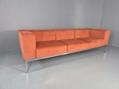 Vintage 4 Seater Sofa Italian Modern Design Sitia Peach Velvet  EB11771 M4SS0