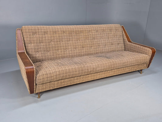 Vintage Mid Century Sofa Bed Teak Details to Arm 1960s Retro MCM EB9404 M4SS - UKDK FURNITURE