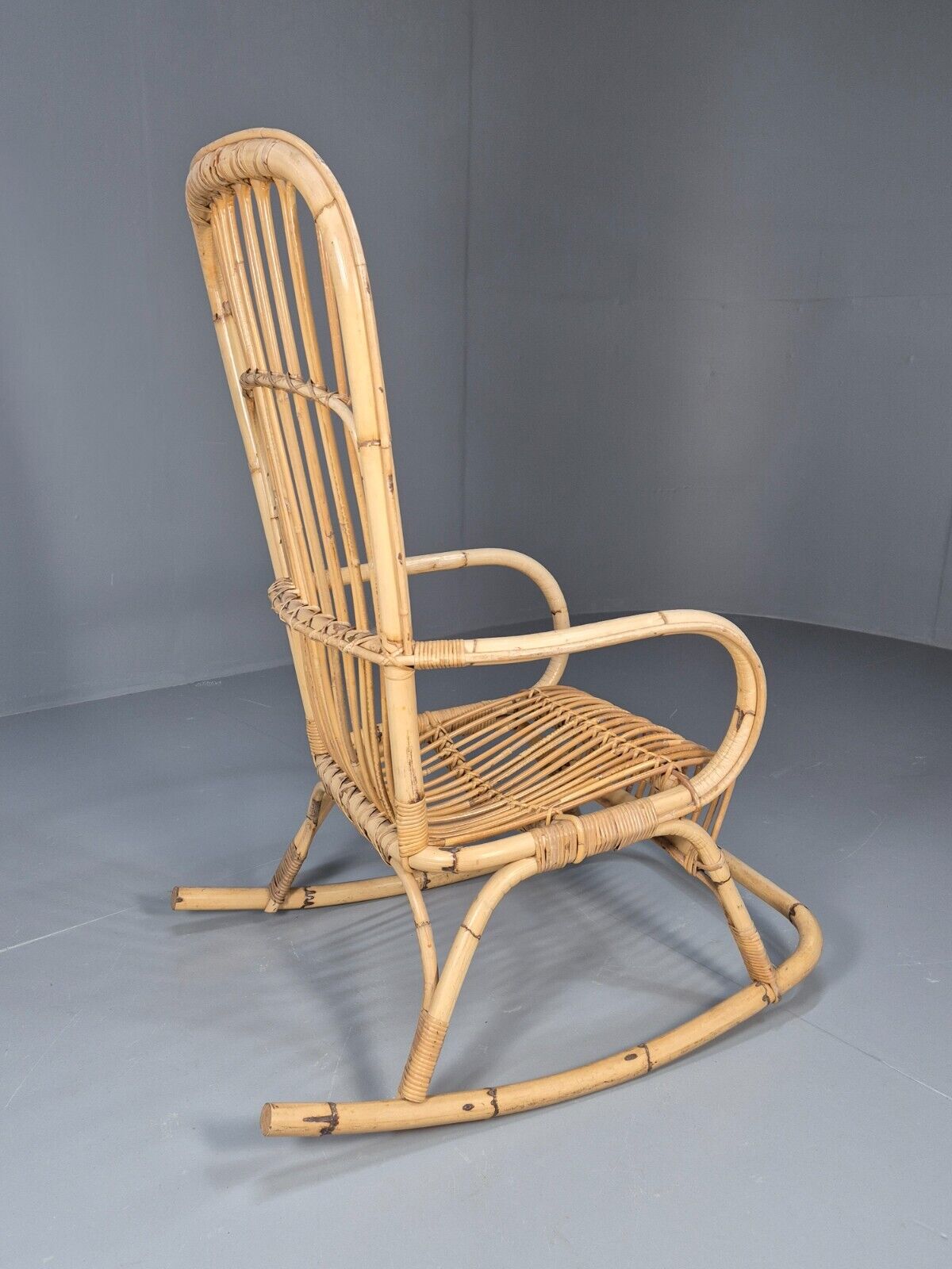 Vintage Cane Rocking Chair Retro Seating EB8875 VBER - UKDK FURNITURE