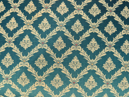 Vintage Royal Green Dining Chairs Pair Leaf Pattern Mahogany Frame EB9691 VDIN - UKDK FURNITURE