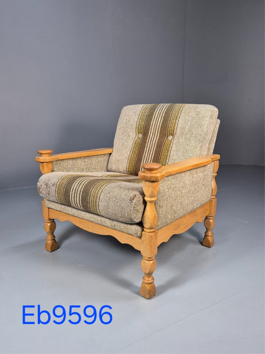 Vintage Danish Kjaernulf Style Oak and Wool Lounge Chair 1970s EB9596 MNOR - UKDK FURNITURE