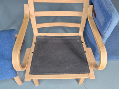 Retro Bentwood Lounge Chair and Footstool Vintage Danish 1980s MCM  EB11382 MBEN12