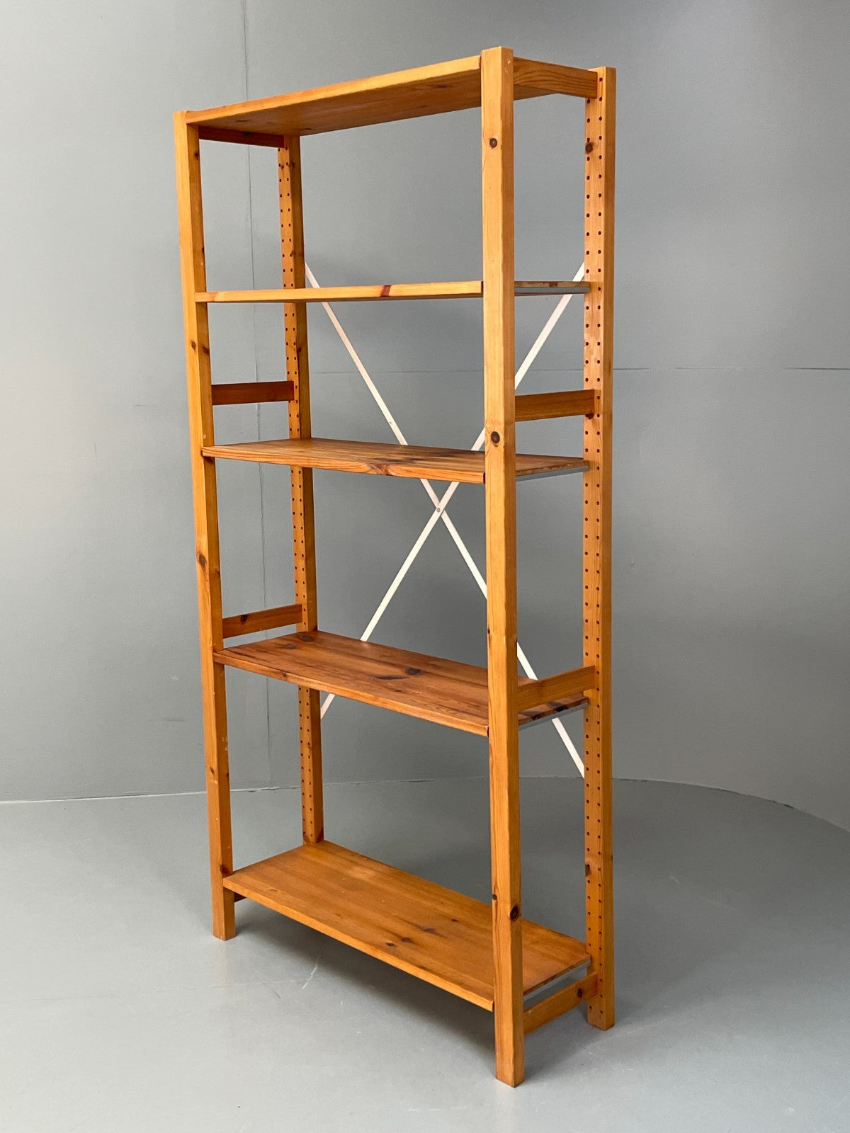Pine Open Shelving Unit Adjustable Retro Scandi Solid EB11783 MWOO6