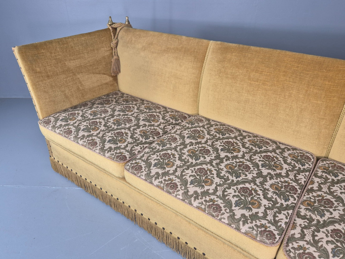 Three Seater Knole Sofa Vintage Danish 1960s Gold Velour Retro EB11432 V3SS5