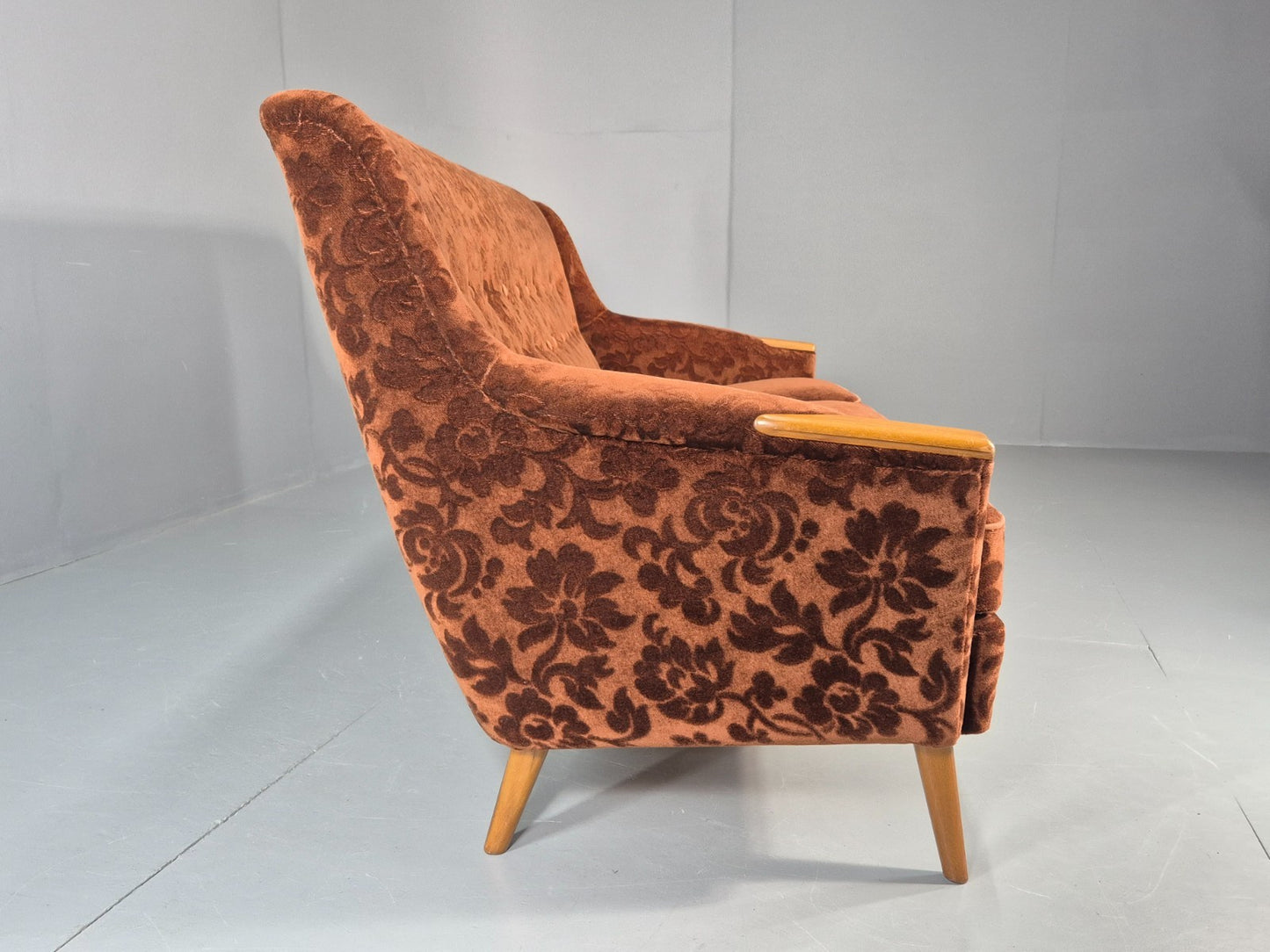 Vintage Three Seater Sofa Lani Sweden 1960s Retro Brown Floral MCM EB11080 M3SS13