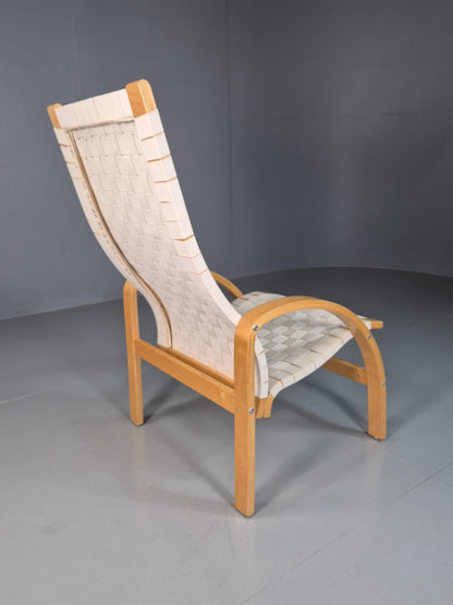 Vintage Danish Lounge Chair Canvas Bentwood Aalto Style 1980s Retro EB8240 MBEN4