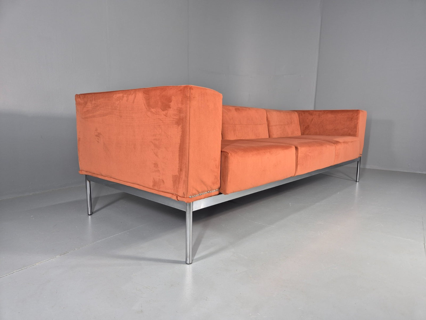 Vintage 4 Seater Sofa Italian Modern Design Sitia Peach Velvet  EB11771 M4SS11