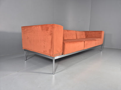Vintage 4 Seater Sofa Italian Modern Design Sitia Peach Velvet  EB11771 M4SS11