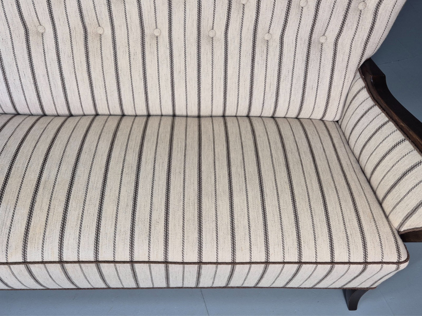 1950s Three Seater Settee Vintage Danish Cream and Grey Retro Deco EB11351 V3SS6