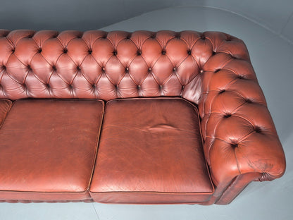 3 Seater Chesterfield Sofa Red Leather Studded Vintage EB11021 VCHE9
