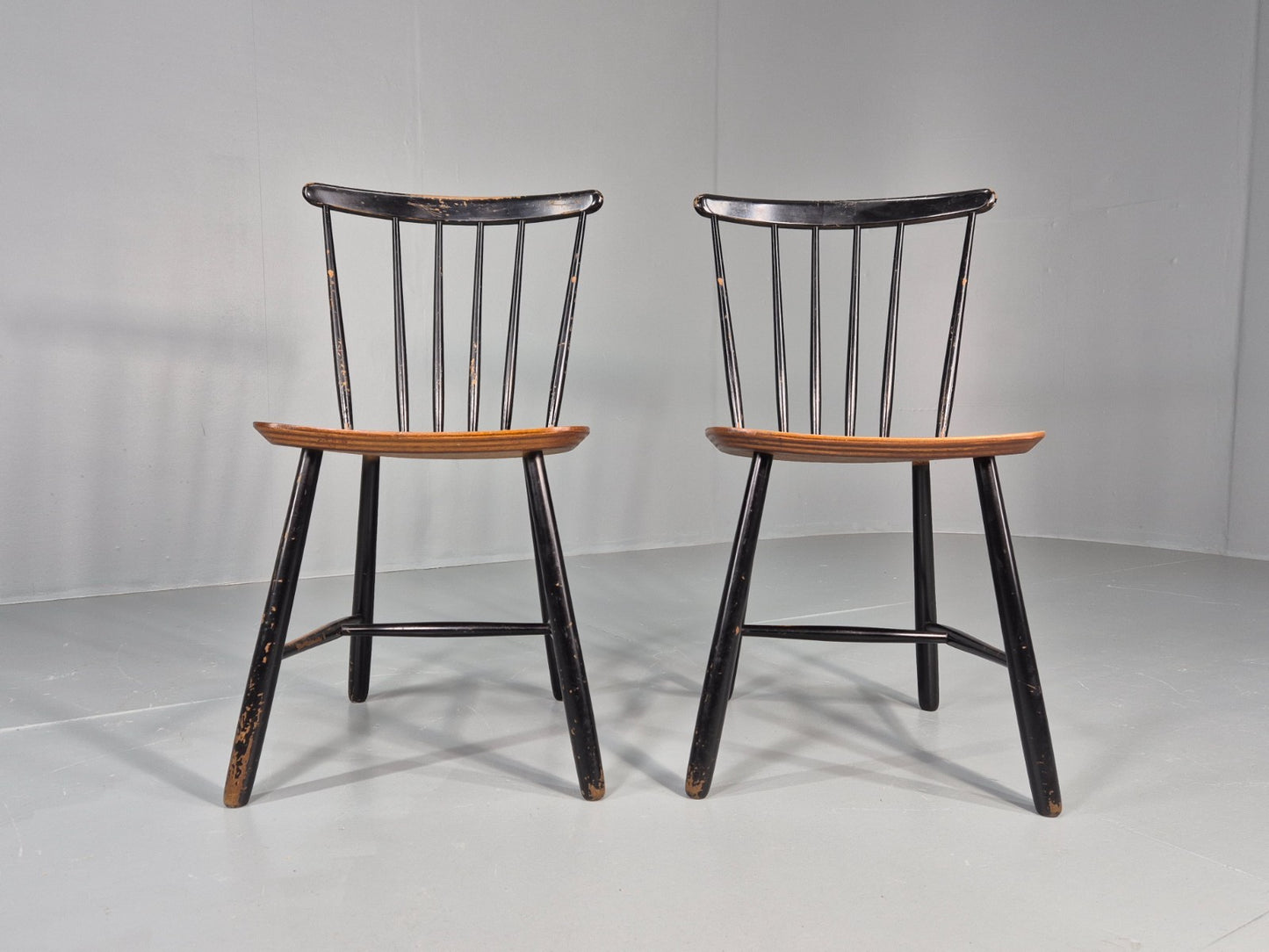 2 Vintage Midcentury Teak dining Chairs Fannet by Ilmari Tapiovaara EB11813 MDIN3
