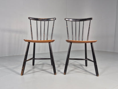 2 Vintage Midcentury Teak dining Chairs Fannet by Ilmari Tapiovaara EB11813 MDIN3
