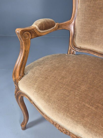 Vintage Danish Lounge Chair Gold Velour Antique French Style EB8993 VCLO - UKDK FURNITURE