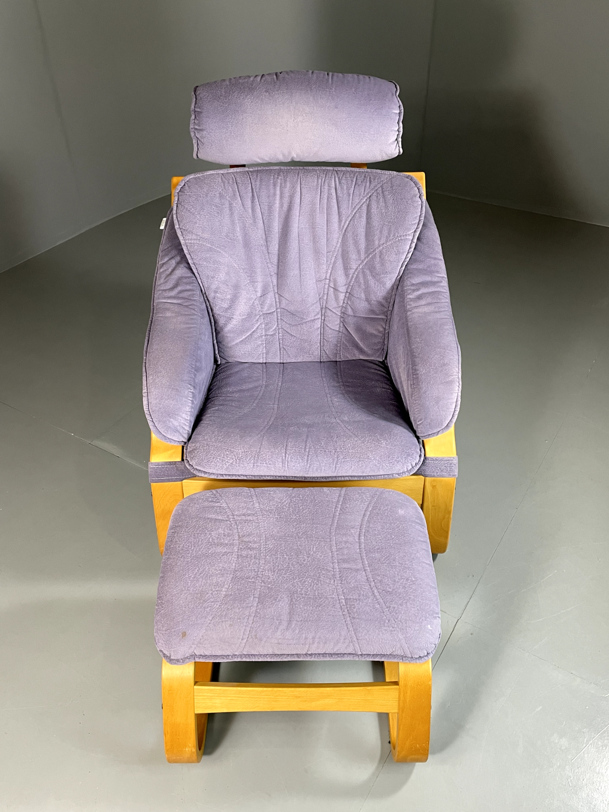 Danish Cantilever Lounge Chair Bentwood Purple Footstool Vintage  EB5768 MBEN14