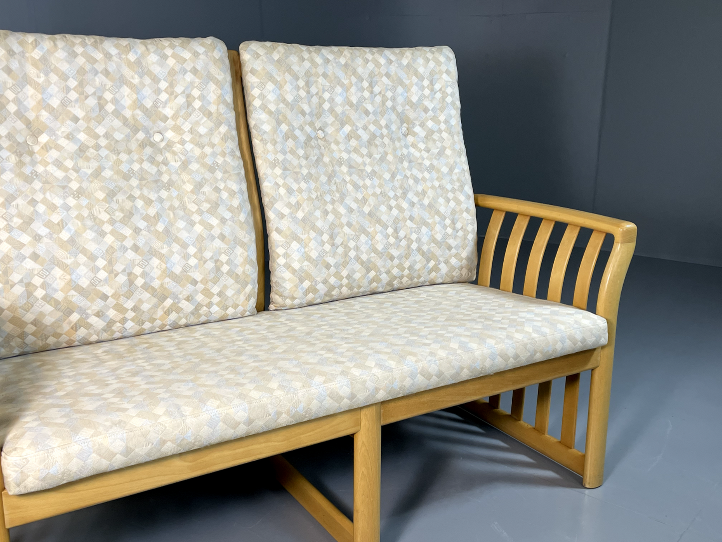 Danish 2 Seater Sofa Beech Frame Retro Vintage 1980s EB6361 M2SS2