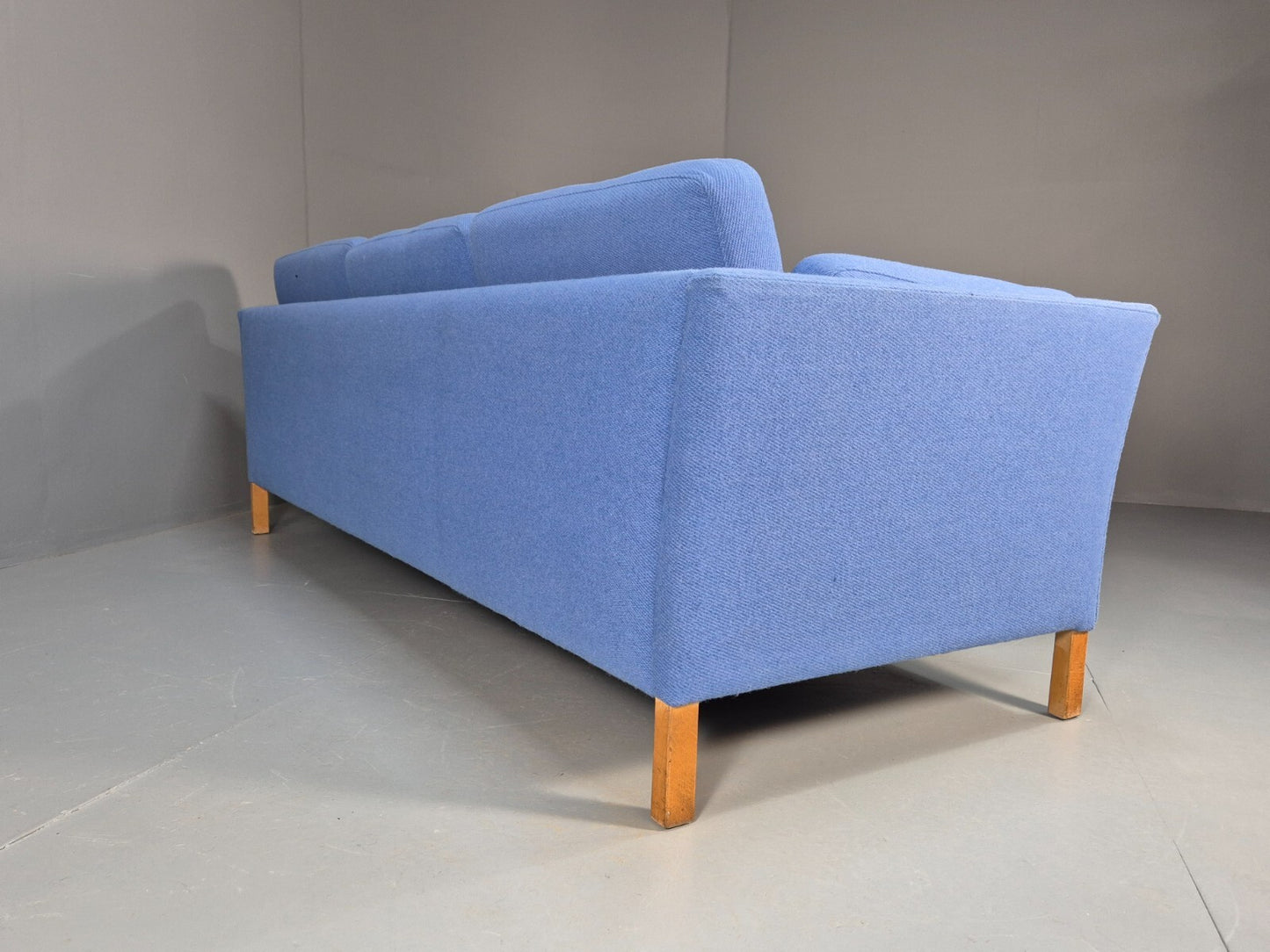 Vintage Danish 1980s Blue Wool 3 seat Sofa Mid Century Modern Retro EB9569 M3SS - UKDK FURNITURE